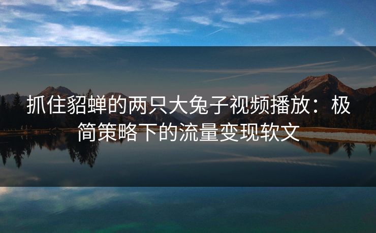 抓住貂蝉的两只大兔子视频播放：极简策略下的流量变现软文