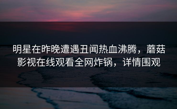 明星在昨晚遭遇丑闻热血沸腾，蘑菇影视在线观看全网炸锅，详情围观