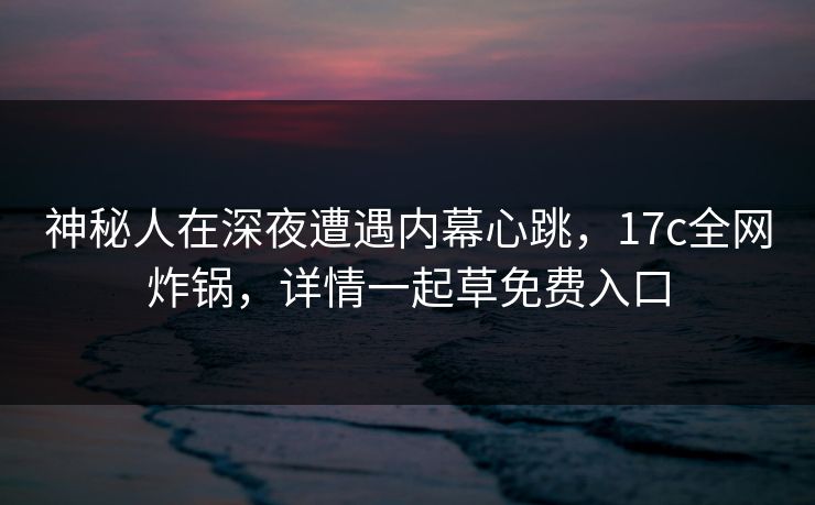 神秘人在深夜遭遇内幕心跳，17c全网炸锅，详情一起草免费入口