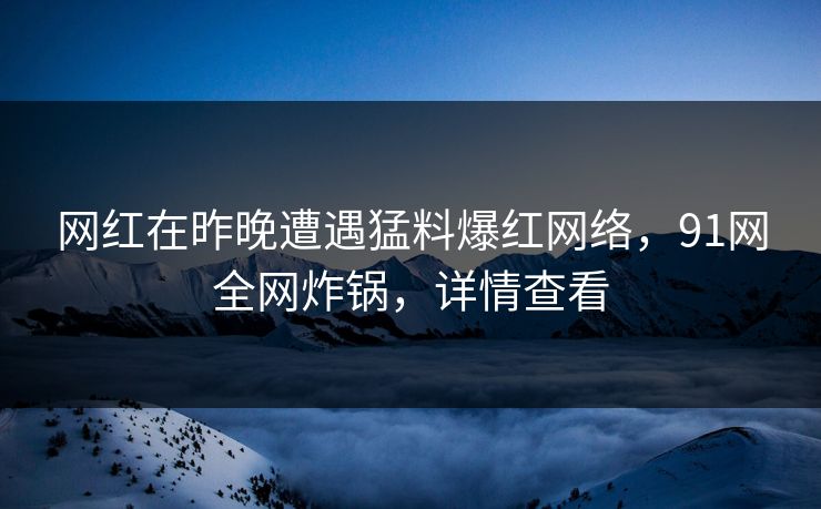 网红在昨晚遭遇猛料爆红网络，91网全网炸锅，详情查看