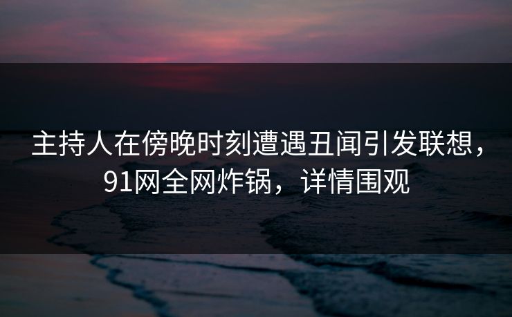 主持人在傍晚时刻遭遇丑闻引发联想，91网全网炸锅，详情围观