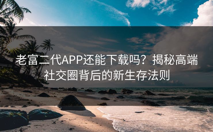 老富二代APP还能下载吗？揭秘高端社交圈背后的新生存法则
