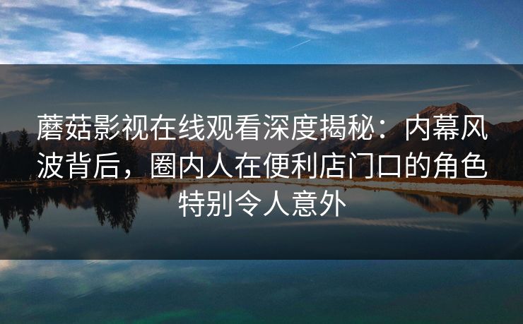 蘑菇影视在线观看深度揭秘：内幕风波背后，圈内人在便利店门口的角色特别令人意外