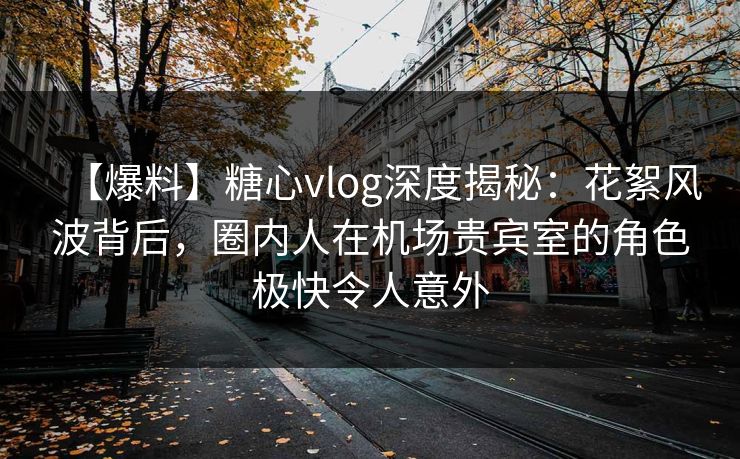 【爆料】糖心vlog深度揭秘：花絮风波背后，圈内人在机场贵宾室的角色极快令人意外