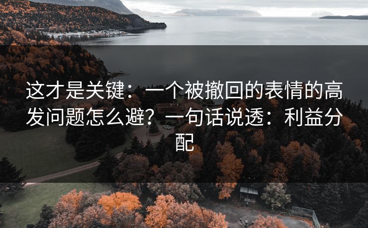 这才是关键：一个被撤回的表情的高发问题怎么避？一句话说透：利益分配